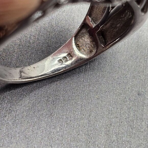 STS Sterling Silver Black Spinel Cathedral Ring Size 8 Ornate Filigree 10g - Picture 9 of 16